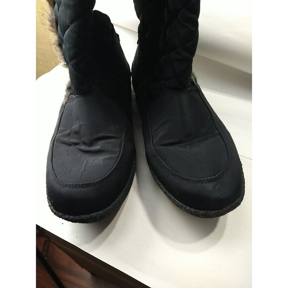 London Fog Inside Zip Black Boot Faux Fur Trim Calf Boots. Size 8 - Picture 3 of 9